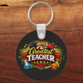 Grootste Leraar Varsity Style Badge Sleutelhanger (Achterkant)