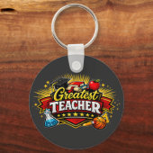 Grootste Leraar Varsity Style Badge Sleutelhanger (Voorkant)