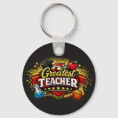 Grootste Leraar Varsity Style Badge Sleutelhanger (Achterkant)