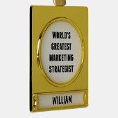 Grootste marketingstrateeg ter wereld verguld banner ornament (Rechts)