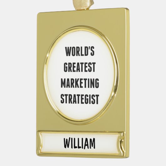 Grootste marketingstrateeg ter wereld verguld banner ornament (Links)