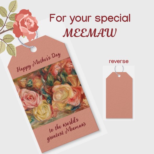 "Grootste Meemaw" Zuidelijke oma Moederdag Cadeaulabel