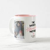 Grootste moeder 2 Mok van twee-toonkoffie met foto (Voorkant links)