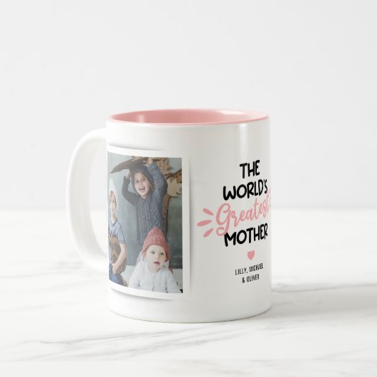 Grootste moeder 2 Mok van twee-toonkoffie met foto (Voorkant links)