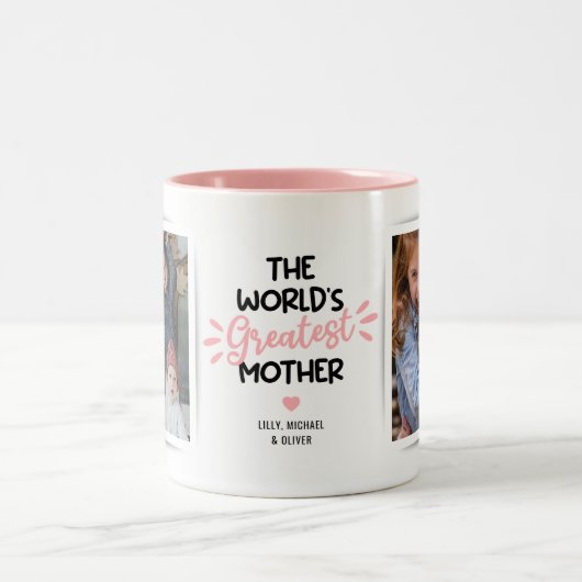 Grootste moeder 2 Mok van twee-toonkoffie met foto (Center)