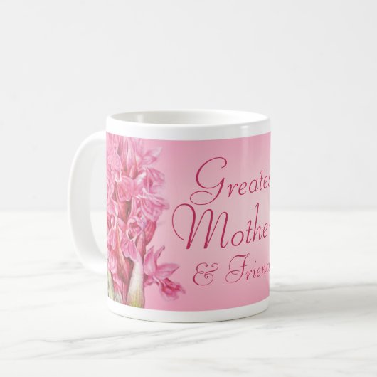 Grootste Moeder & vriend roze orchidee mok (Voorkant links)