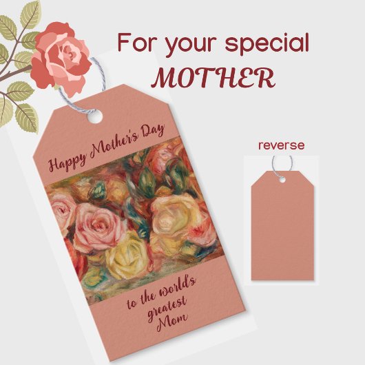Grootste Moederdag Floral Rozen Gift Labels Cadeaulabel