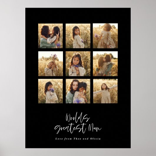 Grootste Mum zwart multi foto elegant stijlvol Poster (Voorkant)
