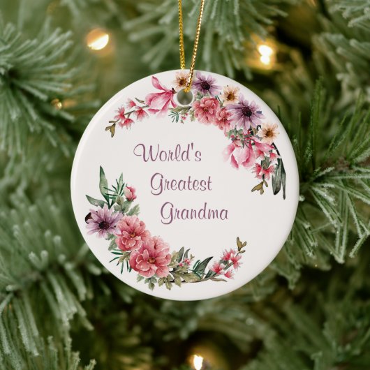 Grootste oma Floral Holiday ter wereld Keramisch Ornament (Boom)