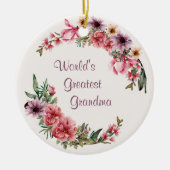 Grootste oma Floral Holiday ter wereld Keramisch Ornament (Voorkant)