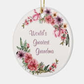 Grootste oma Floral Holiday ter wereld Keramisch Ornament (Links)