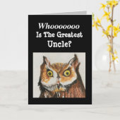 Grootste Oom Verjaardag Grappige Uil Kaart (Gele Bloem)