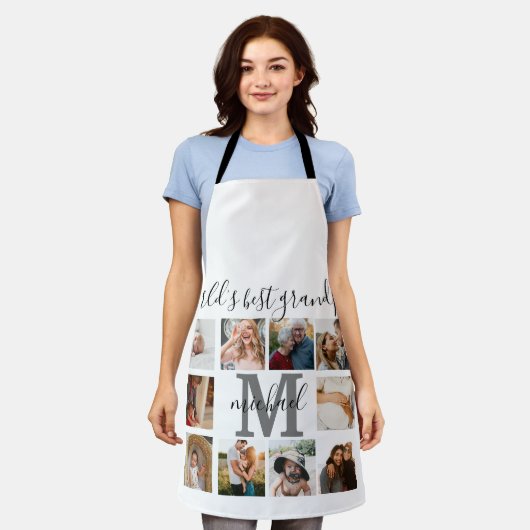 Grootste opa 10 Afbeeldingen fotocollage ter werel Schort (Gedragen)