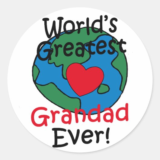 Grootste Opa van de Wereld Hart Ronde Sticker (Voorkant)