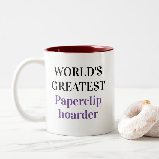 GROOTSTE PAPERCLIP-HOUDER VAN Funny Novelty WORLD Tweekleurige Koffiemok (Met donut)