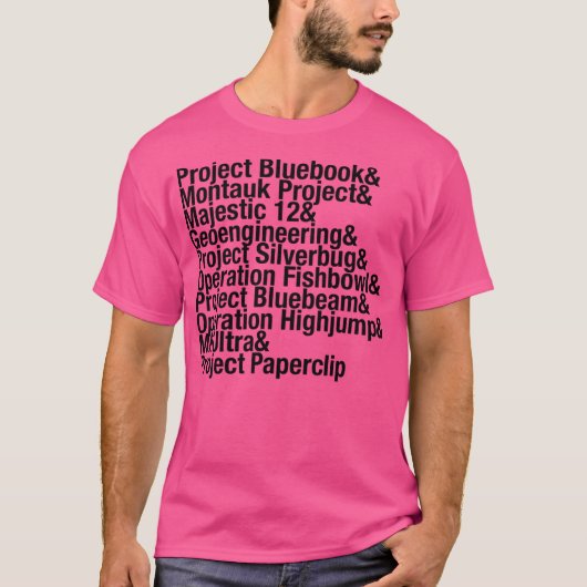 Grootste Samenzweringslijst Project Bluebook UFO's T-shirt (Voorkant)