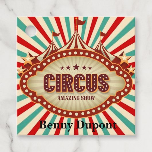 Grootste Show op Earth Circus Kids Verjaardagsfees Bedankjes Labels (Voorkant)