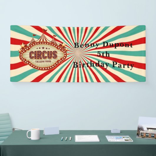 Grootste Show op Earth Circus Kids Verjaardagsfees Spandoek (Beurs)