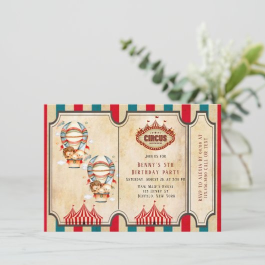 Grootste Show op Earth Circus Verjaardagsuitnodigi (Staand voorkant)