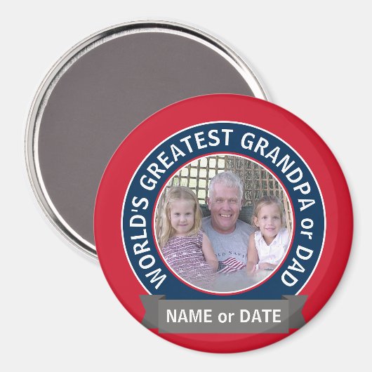 Grootste vader ter wereld Foto rood wit blauw Magneet (Voorkant / Achterkant)