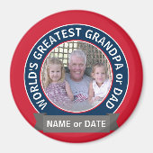 Grootste vader ter wereld Foto rood wit blauw Magneet (Voorkant)