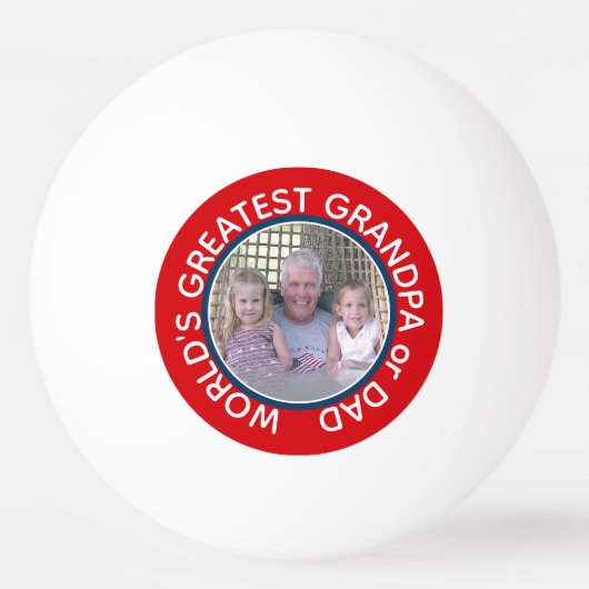 Grootste vader ter wereld Foto rood wit blauw Pingpongbal (Voorkant)