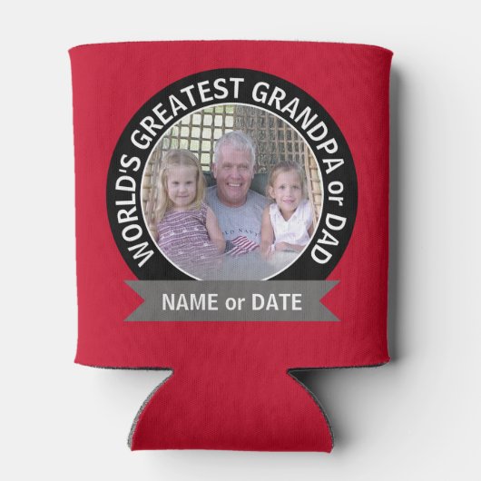 Grootste vader ter wereld Foto rood zwart Blikjeskoeler (Achterkant)