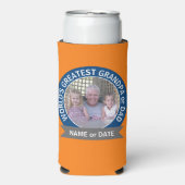 Grootste vader van de wereld Foto oranje blauw Seltzer Blikjeskoeler (Seltzer Voorkant)