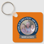 Grootste vader van de wereld Foto oranje blauw Sleutelhanger (Voorkant)