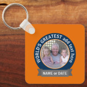 Grootste vader van de wereld Foto oranje blauw Sleutelhanger (Voorkant)