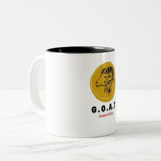 Grootste van alle Time GOAT ontwerp T-shirt Tweekleurige Koffiemok (Voorkant links)