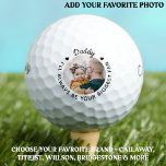 Grootste ventilator - DADDY - Persoonlijke fotokal Golfballen<br><div class="desc">Papa, ik zal altijd je grootste fan zijn... Twee van je favoriete dingen, golf en je kinderen. Nu kun je ze meenemen terwijl je 18 gaten speelt. Pas deze golfballen met de favoriete foto en naam van uw kind aan. Of het nu een vaders verjaardag, vaders dag of Kerstmis is,...</div>