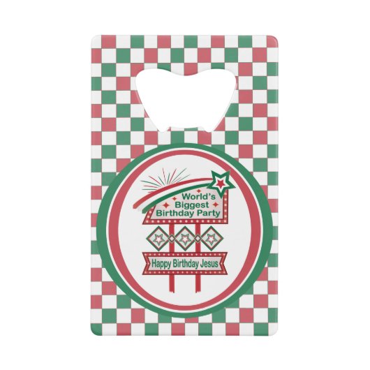 Grootste verjaardagsfeesttent ter wereld creditkaart flessenopener (Voorkant)