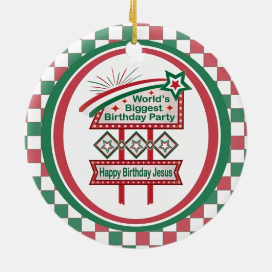 Grootste verjaardagsfeesttent ter wereld keramisch ornament (Achterkant)