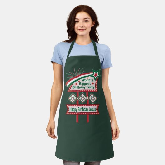 Grootste verjaardagsfeesttent ter wereld schort (Gedragen)