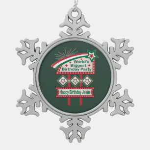 Grootste verjaardagsfeesttent ter wereld tin sneeuwvlok ornament