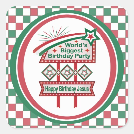 Grootste verjaardagsfeesttent ter wereld vierkante sticker (Voorkant)