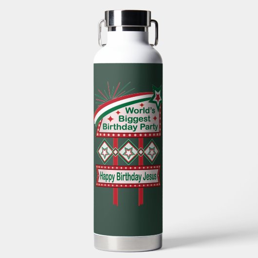 Grootste verjaardagsfeesttent ter wereld waterfles (Voorkant)