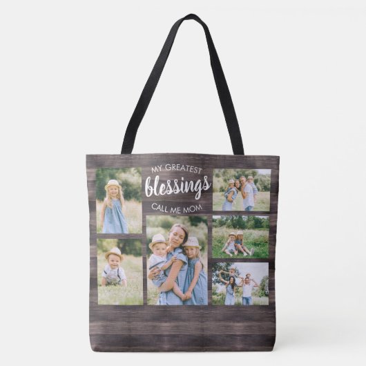 Grootste zegels mam Citaat 6 Foto Rustic Brown Tote Bag (Voorkant)