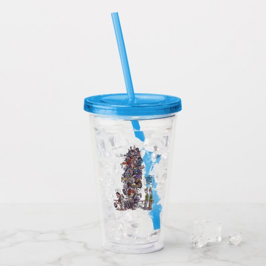 Grootste zere lasterblauwe acryltumbler acryl drinkbeker (Voorkant ijs)