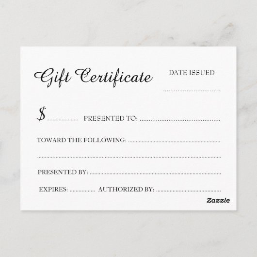 Grootte Briefkaart Cadeaucertificaat (Achterkant)