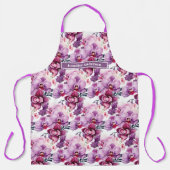 Grootte Grote Girly Paarse Orchidee Bloemen Schort (Voorkant)