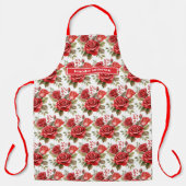 Grootte Grote Rode Rozen Elegante Bloemen Schort (Voorkant)