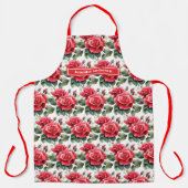 Grootte Grote Rode Rozen Elegante Bloemen Schort (Voorkant)
