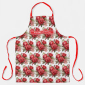 Grootte Grote Rode Rozen Elegante Bloemen Schort (Voorkant)