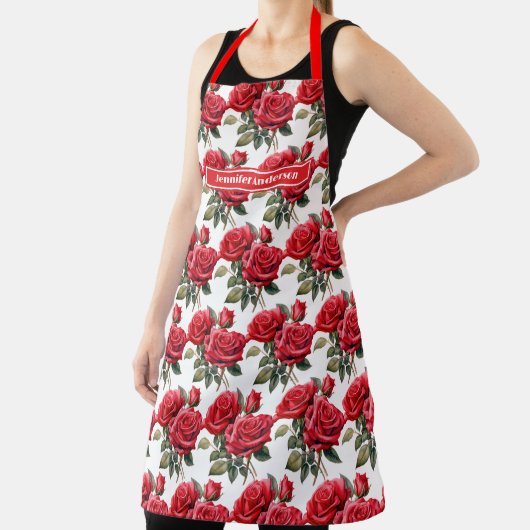 Grootte Grote Rode Rozen Elegante Bloemen Schort (Insitu)