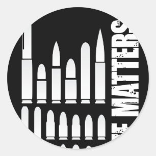 Grootte Matters Munitie Kogelmaten Ronde Sticker