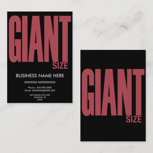 Grootte reuzengrootte visitekaartje (Voorkant / Achterkant)