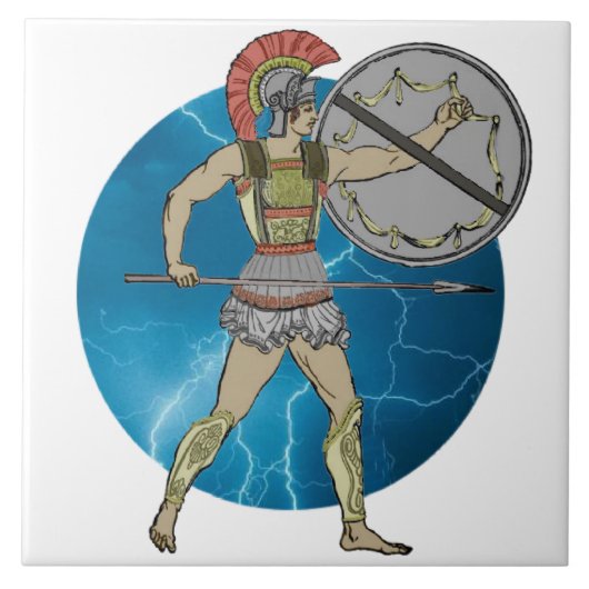 Grootte van de Griekse Warrior Tile (2) Tegeltje (Voorkant)