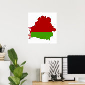 Grootte Wit-Russische vlaggenkaart Poster (Thuiskantoor)